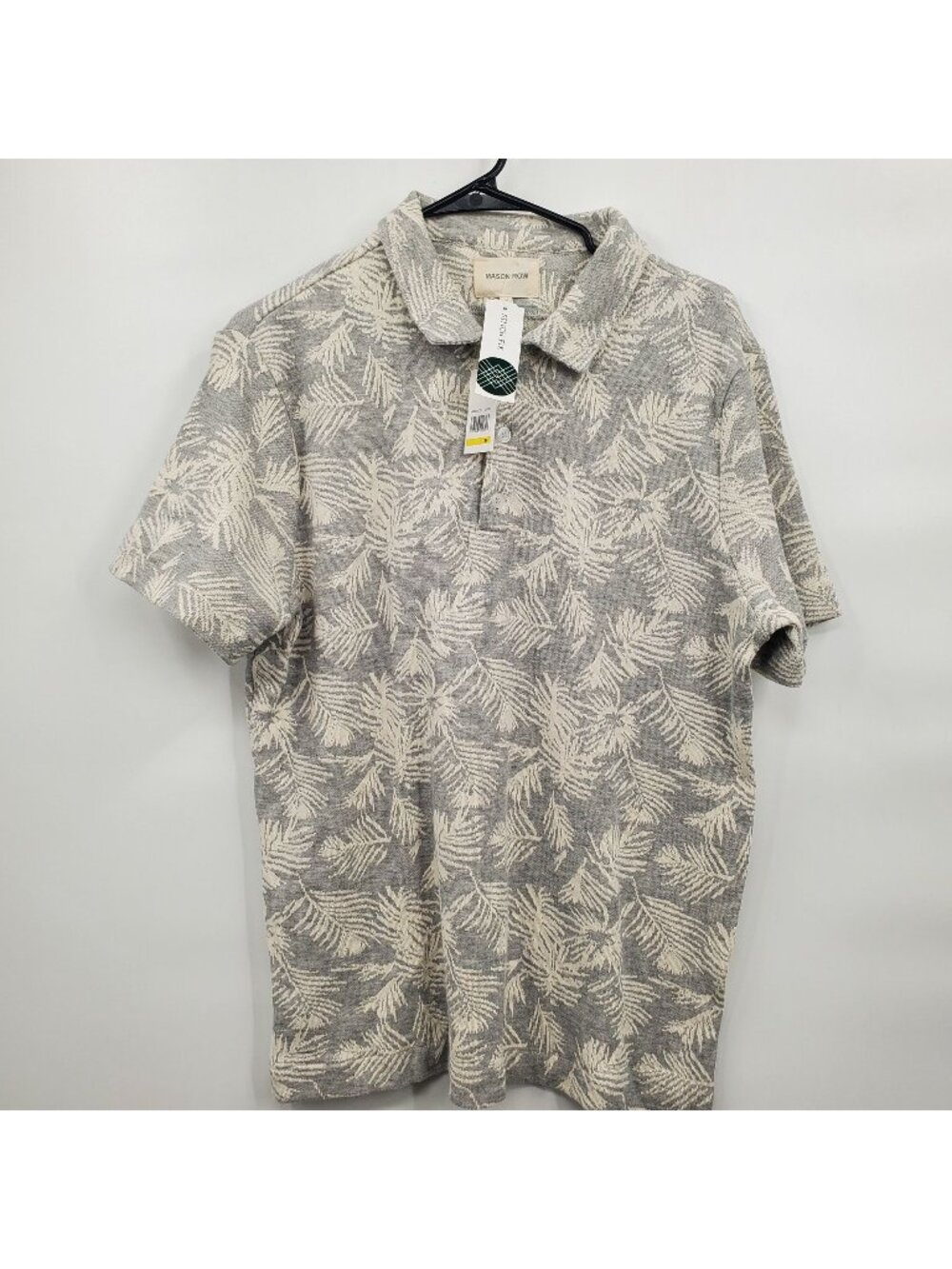 Mason Row Meadow Short Sleeve Print Jacquard Polo Shirt Top Men Size Medium NWT